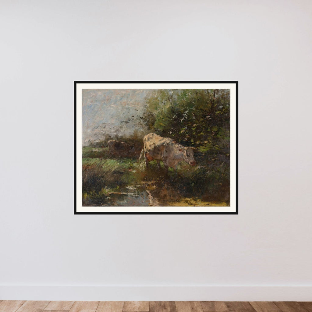 Meadow with Cows framed — shown to scale