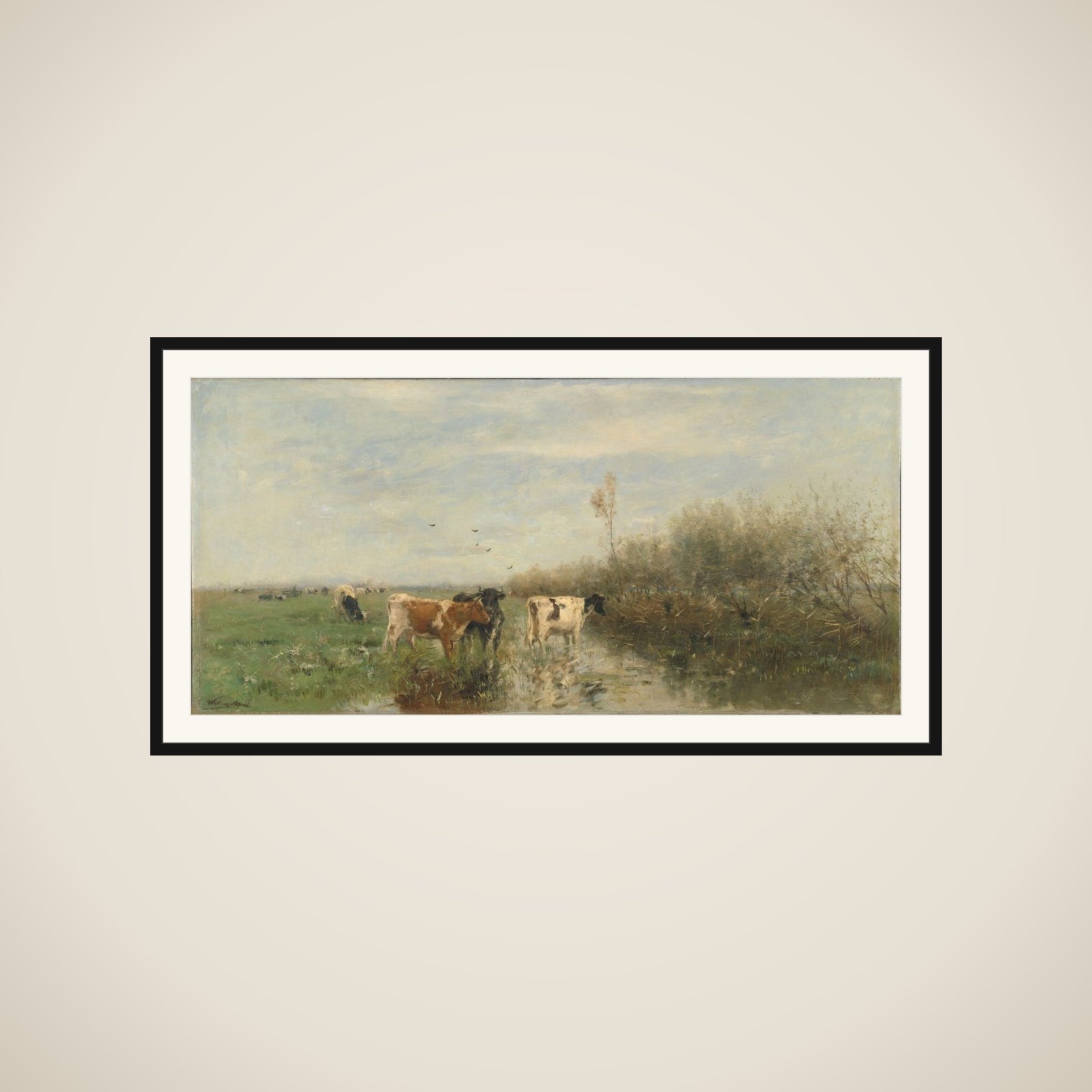 Cows in a Soggy Meadow framed