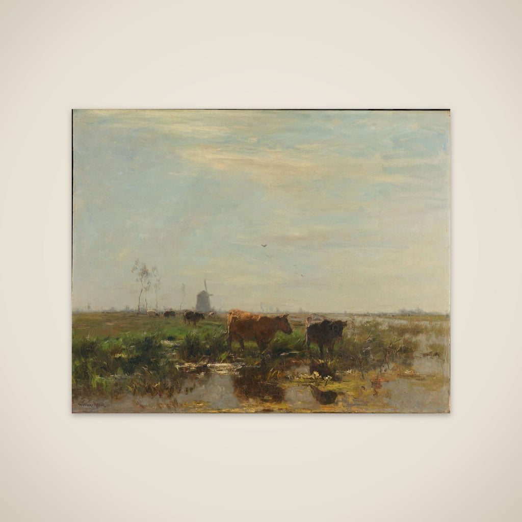 Meadow with Cows beside the Water unframed print