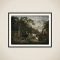 Italian Landscape with Shepherds and Animals at a Fountain framed