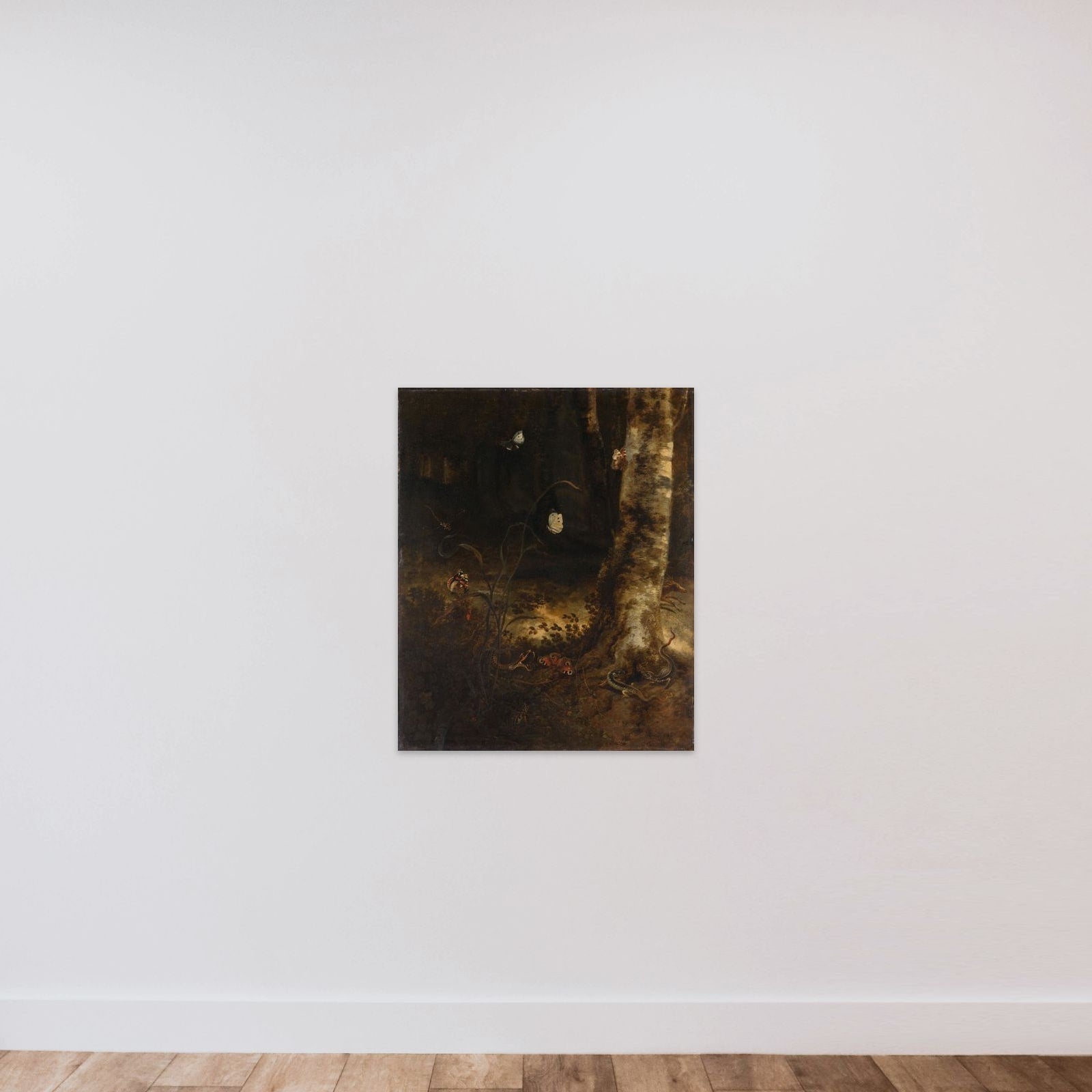 Forest Floor with a Snake, Lizards, Butterflies and other Insects unframed — shown to scale