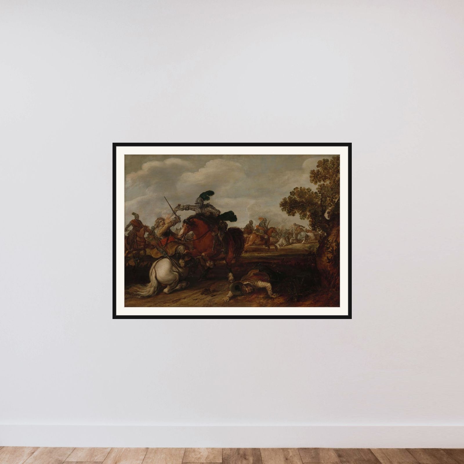 A Cavalry Charge framed — shown to scale