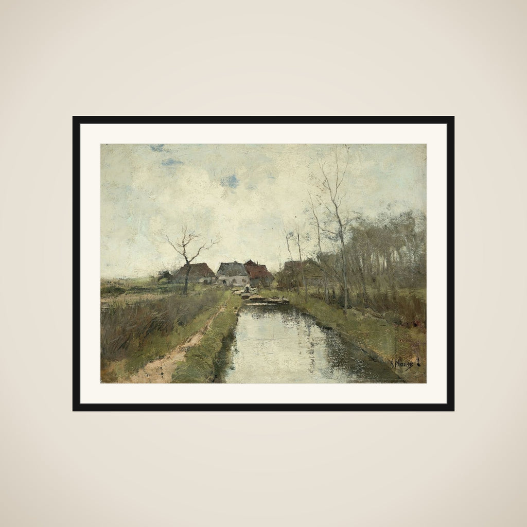 Huisje aan een sloot framed