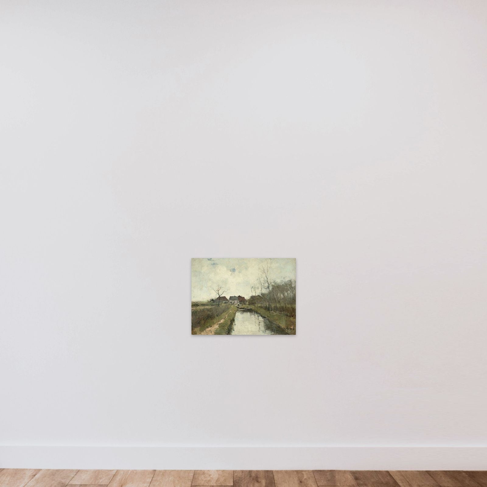 Huisje aan een sloot unframed — shown to scale