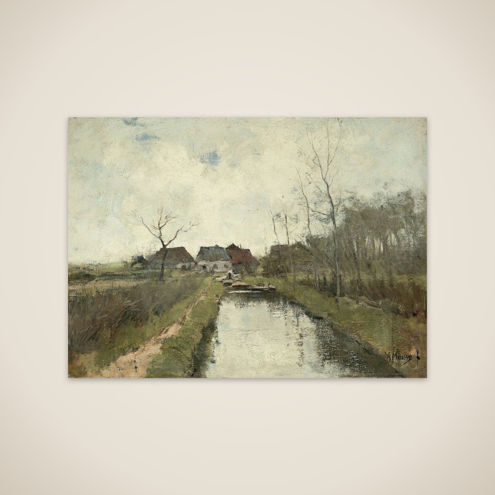 Huisje aan een sloot unframed print