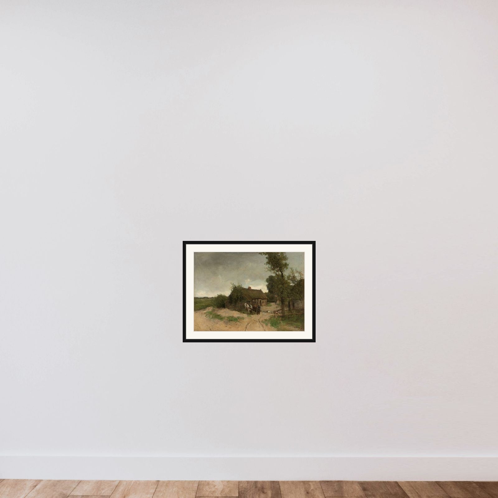Huisje aan de zandweg framed — shown to scale