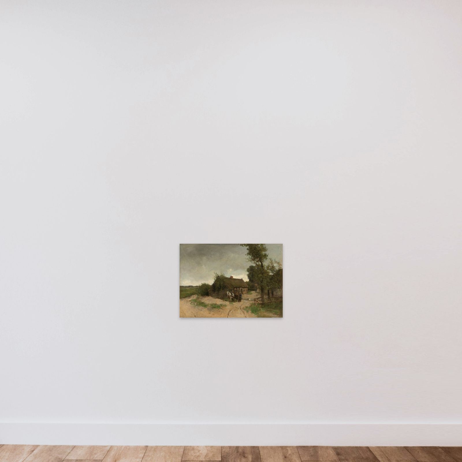 Huisje aan de zandweg unframed — shown to scale