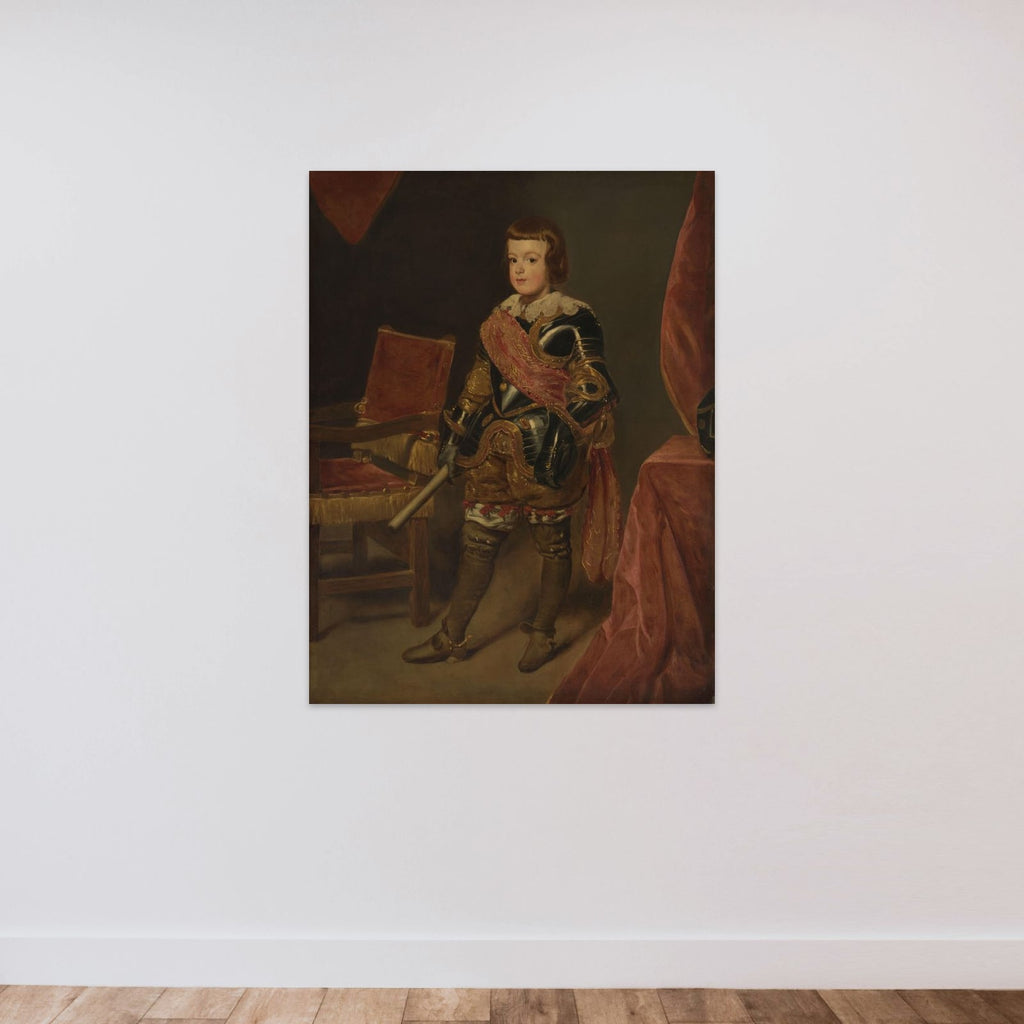 Portrait of Prince Baltasar Carlos, Son of the Spanish King Philip IV, at approximately 11 years of age unframed — shown to scale