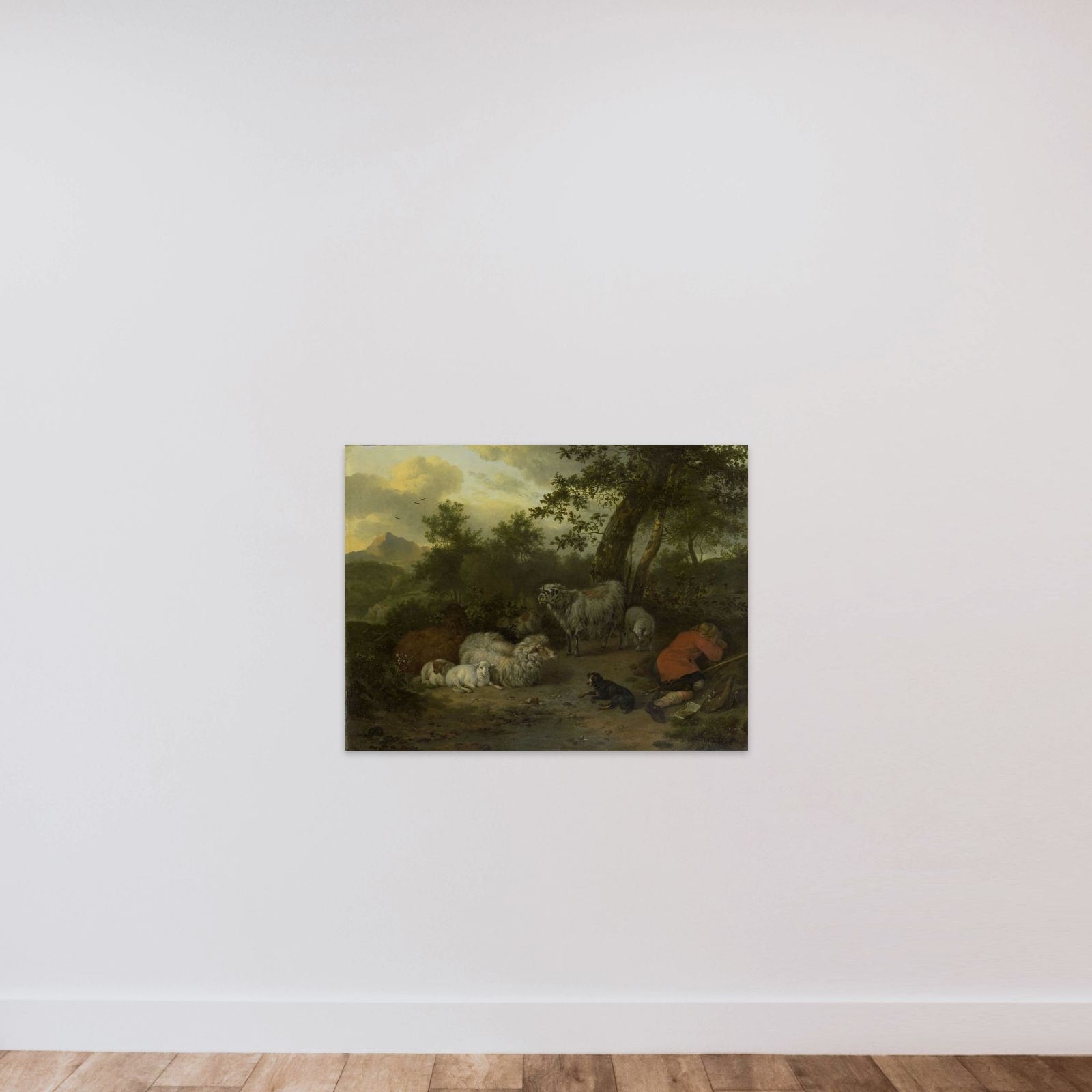 The Sleeping Shepherd unframed — shown to scale