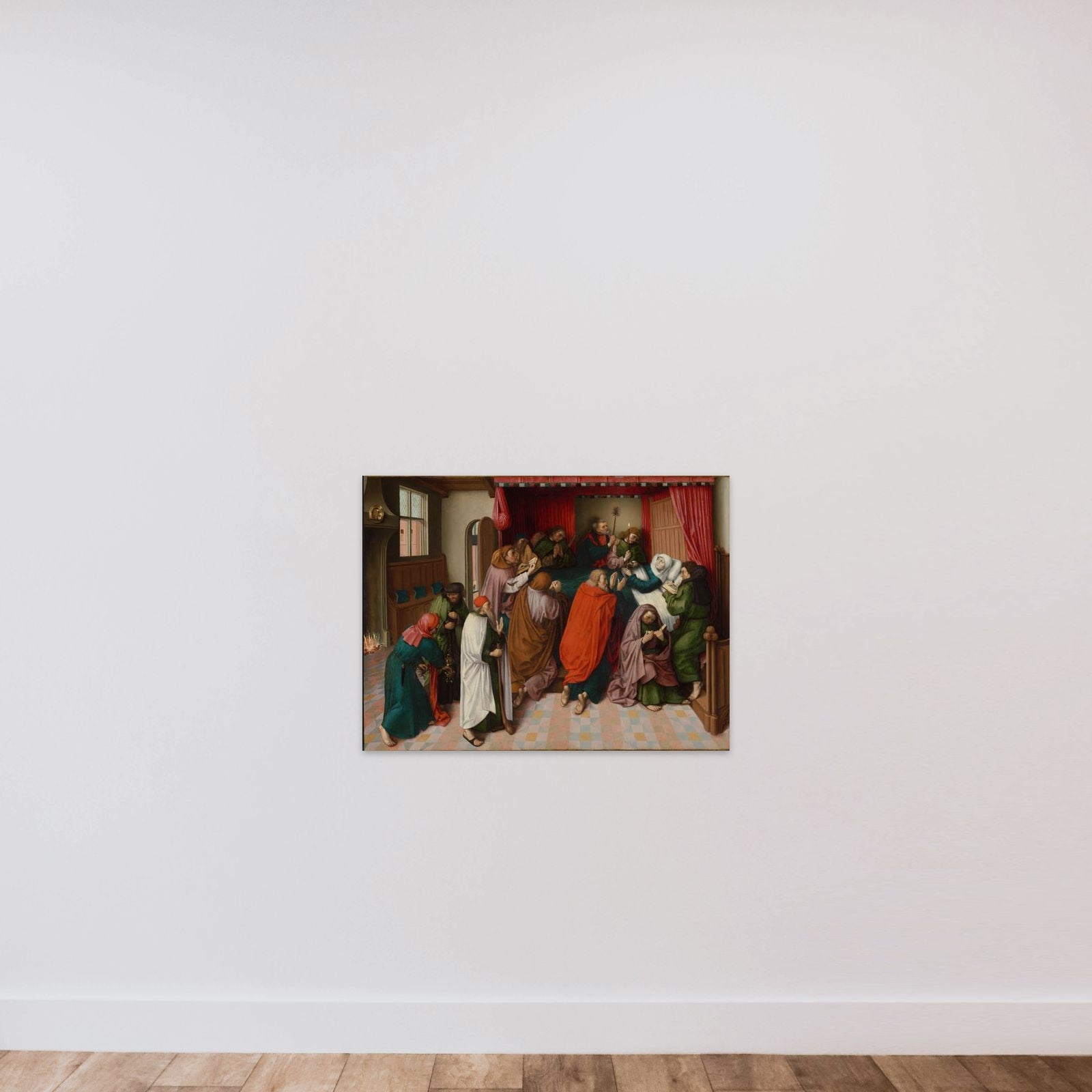 The Death of the Virgin unframed — shown to scale