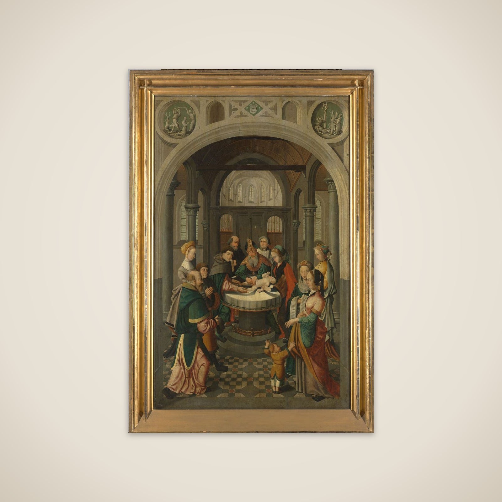 Panel of an Altarpiece with Circumcision of Christ, on verso is Resurrection of Christ unframed print