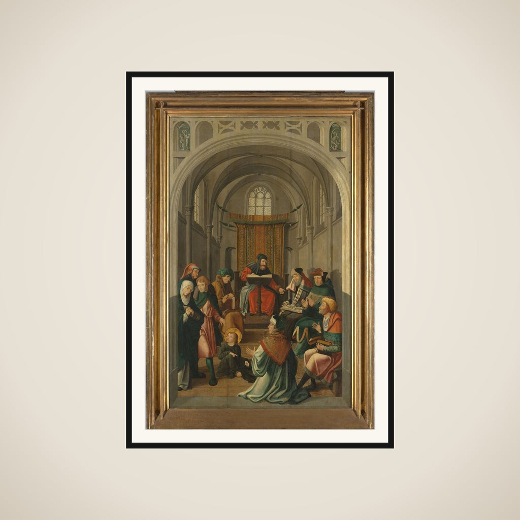 Panel of an Altarpiece with Dispute with the Doctors, on verso is Appearance of Christ to his Mother framed