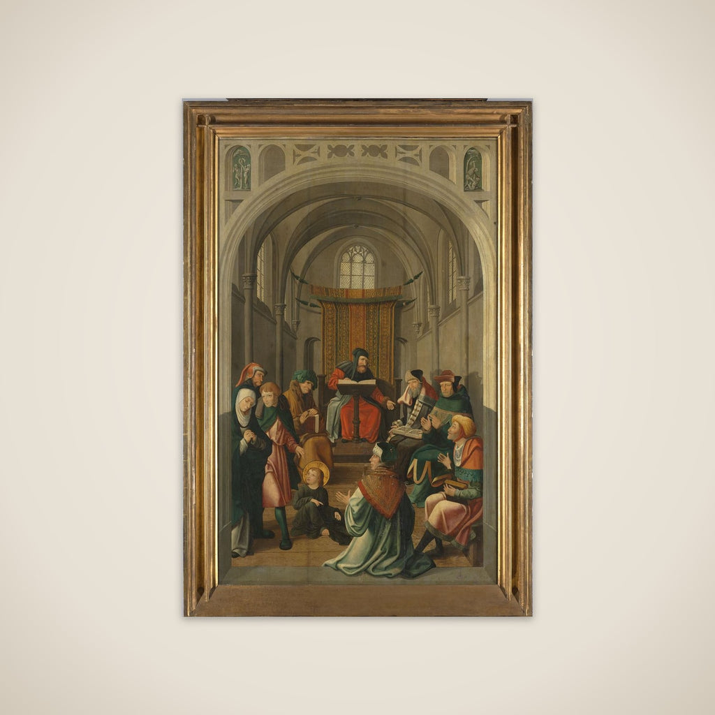 Panel of an Altarpiece with Dispute with the Doctors, on verso is Appearance of Christ to his Mother unframed print