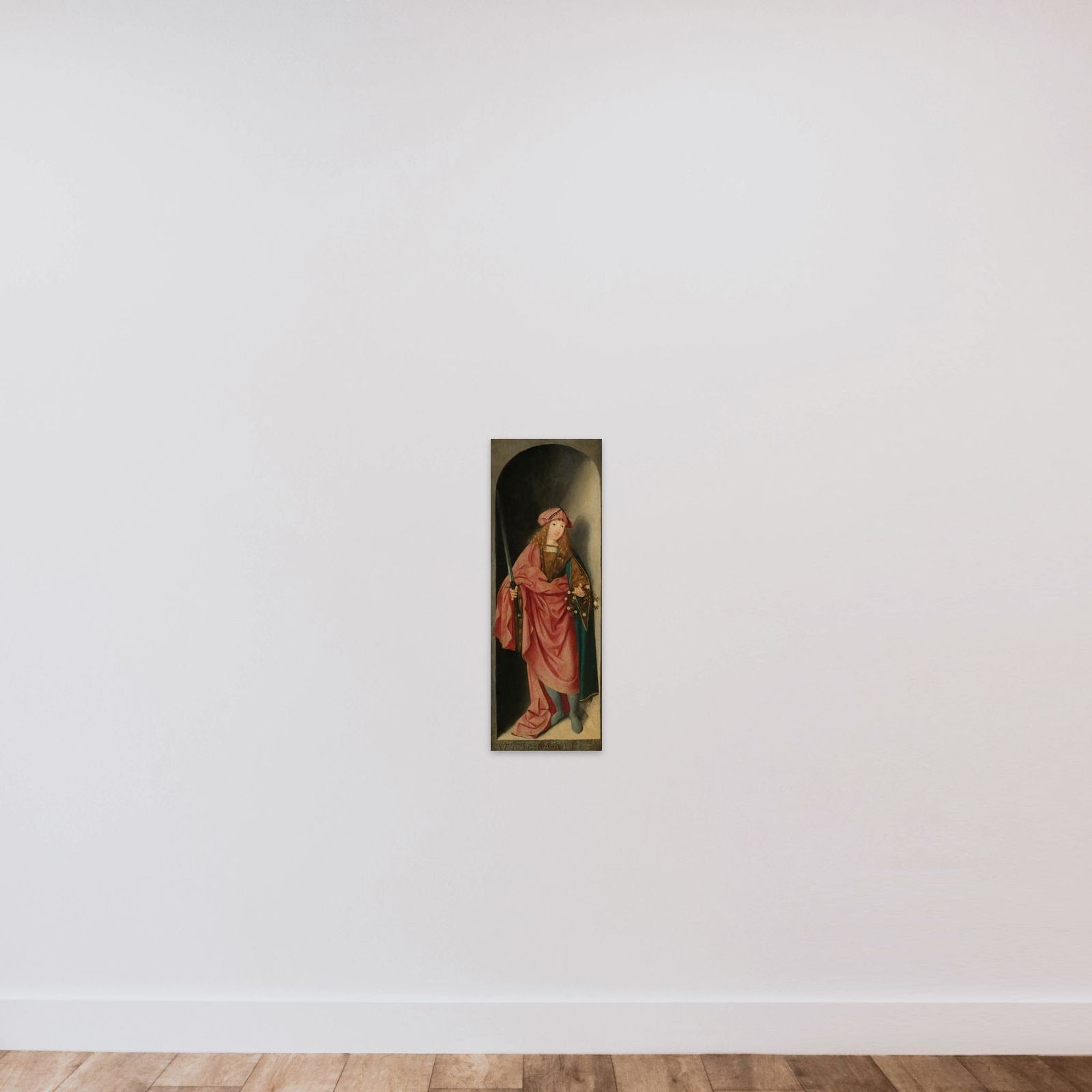 Saint Valerian, left wing of a triptych unframed — shown to scale