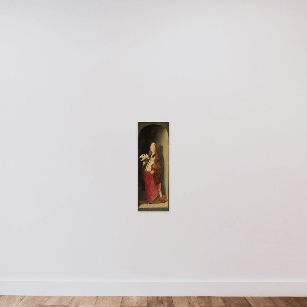 Saint Cecilia, right wing of a triptych unframed — shown to scale