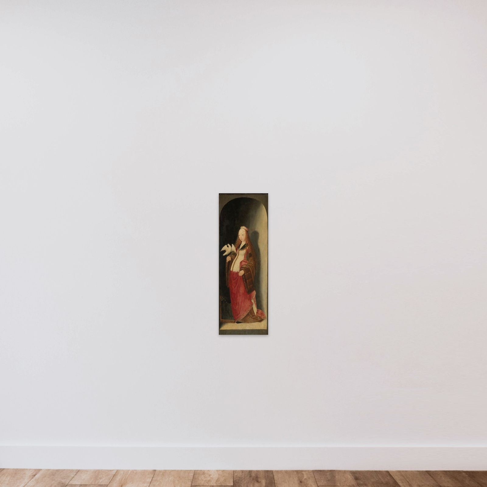 Saint Cecilia, right wing of a triptych unframed — shown to scale