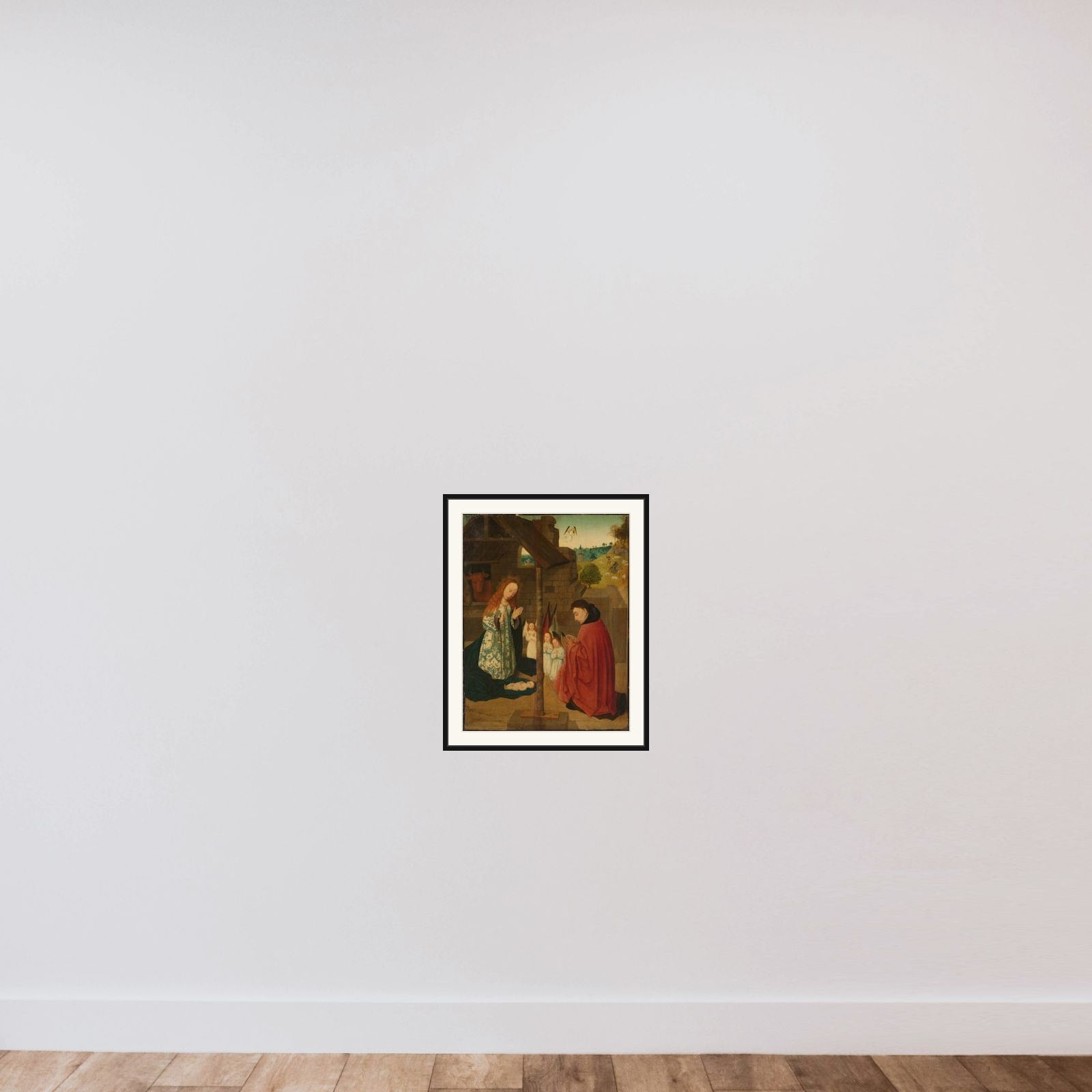 Birth of Christ framed — shown to scale