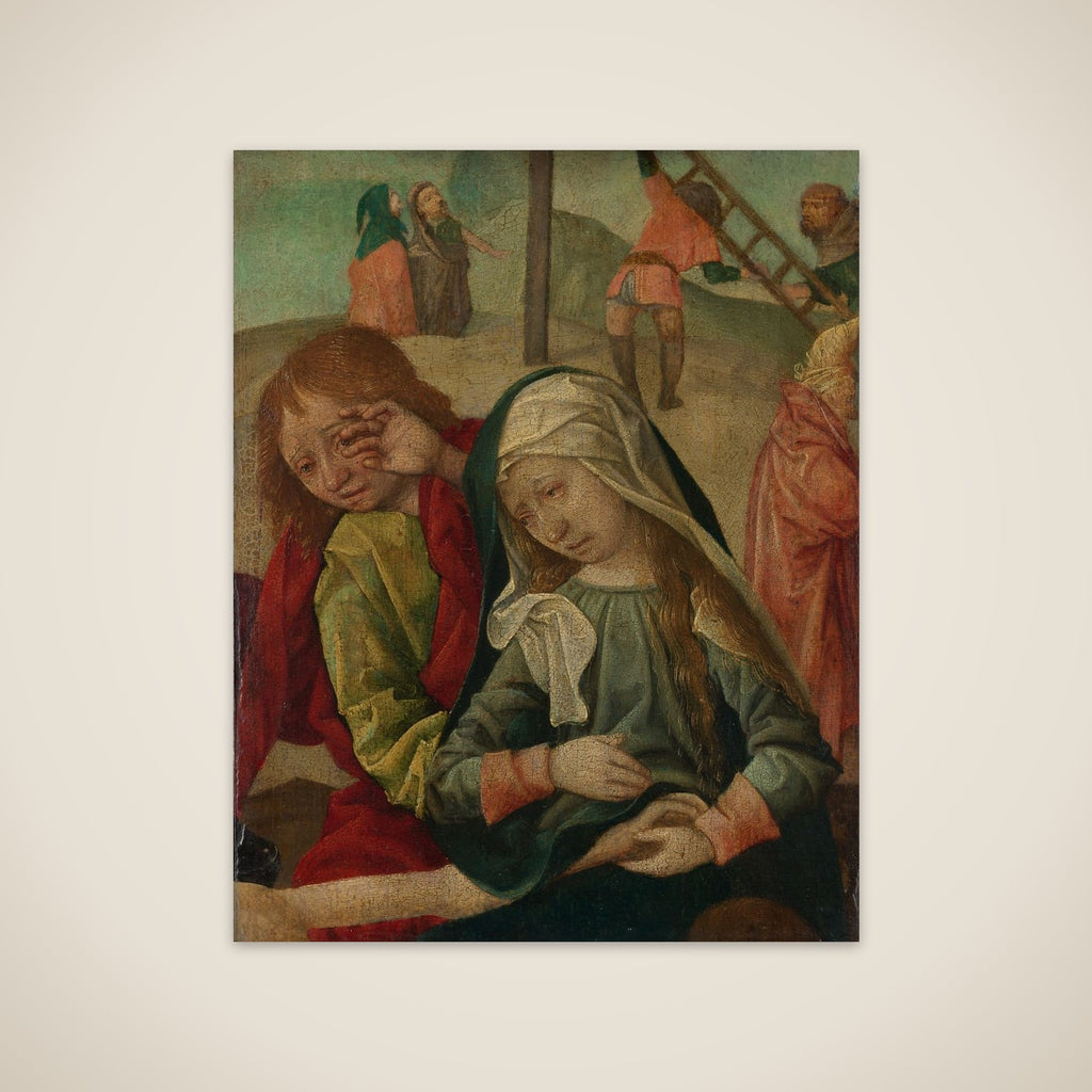 Virgin and Saint John Mourning over the Body of Christ, fragment of a Lamentation of Christ unframed print