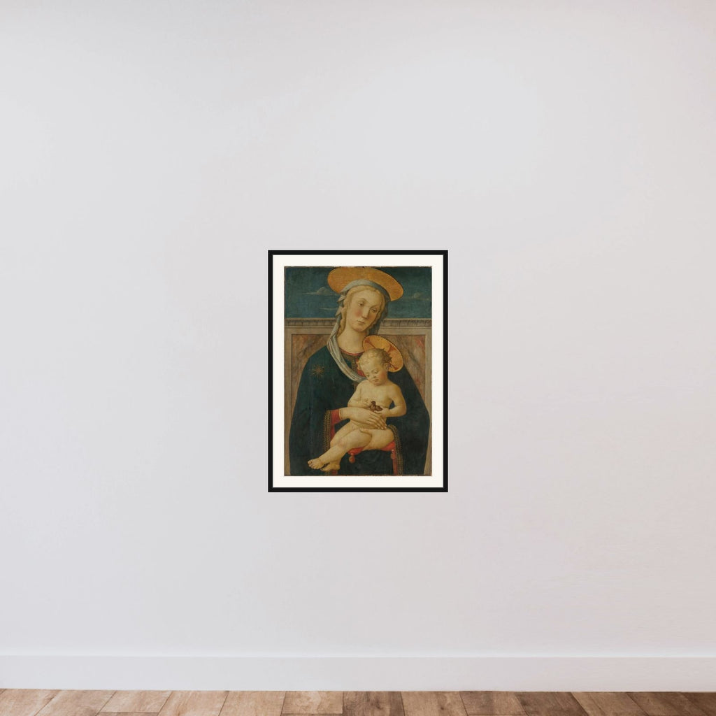 Virgin and Child framed — shown to scale