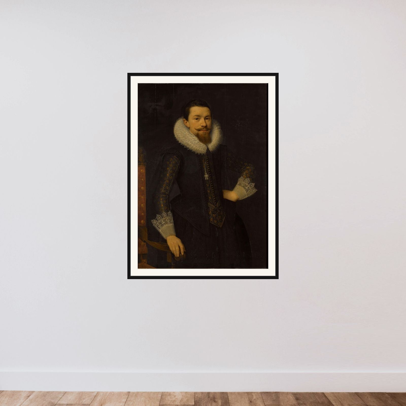 Portrait of Pieter Boudaen Courten (1594-1668) framed — shown to scale
