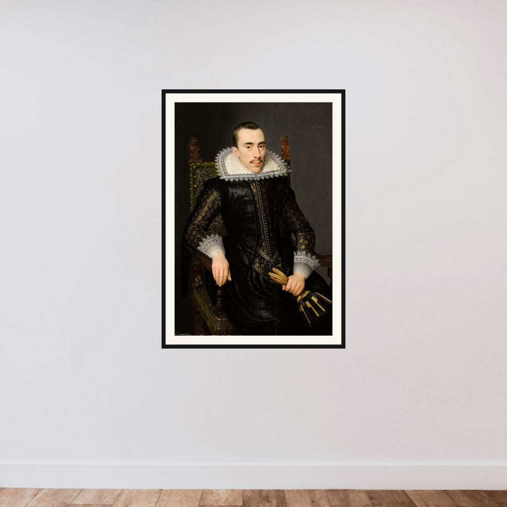 Portrait of a Man, possibly Walterus Fourmenois (1596-1653) framed — shown to scale