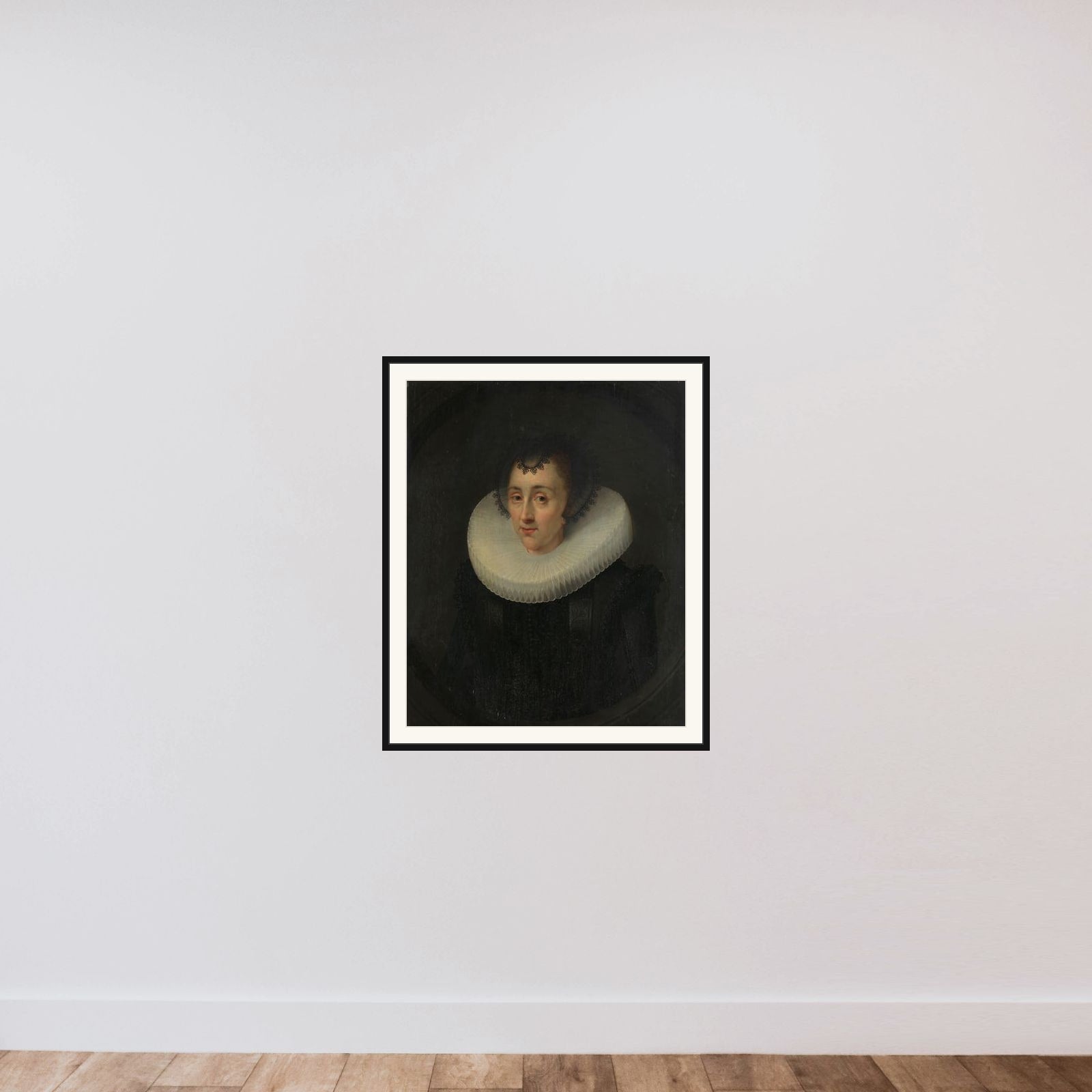 Portrait of Hortensia del Prado (?-1627) framed — shown to scale