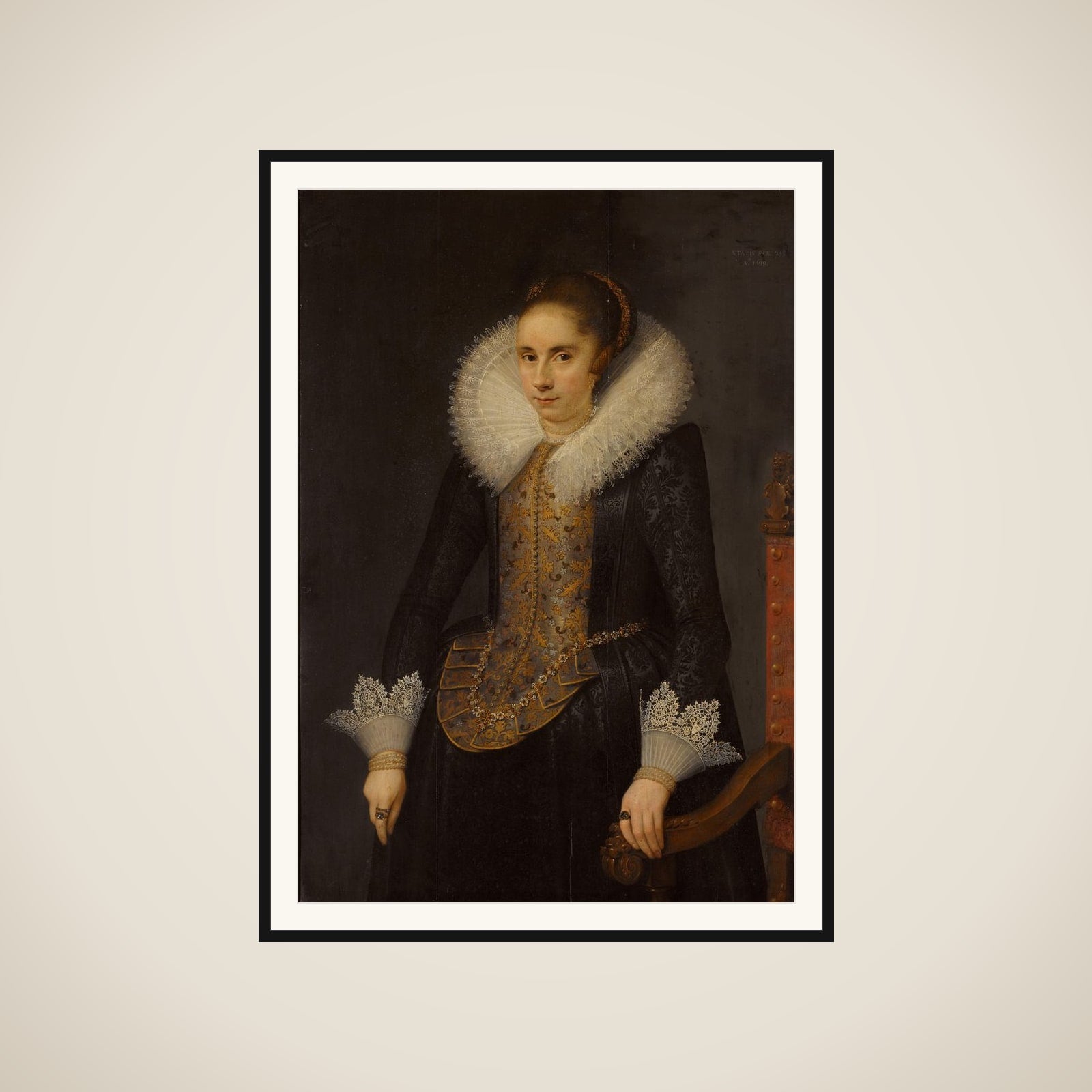 Portrait of Catharina Fourmenois (1598-1665) framed