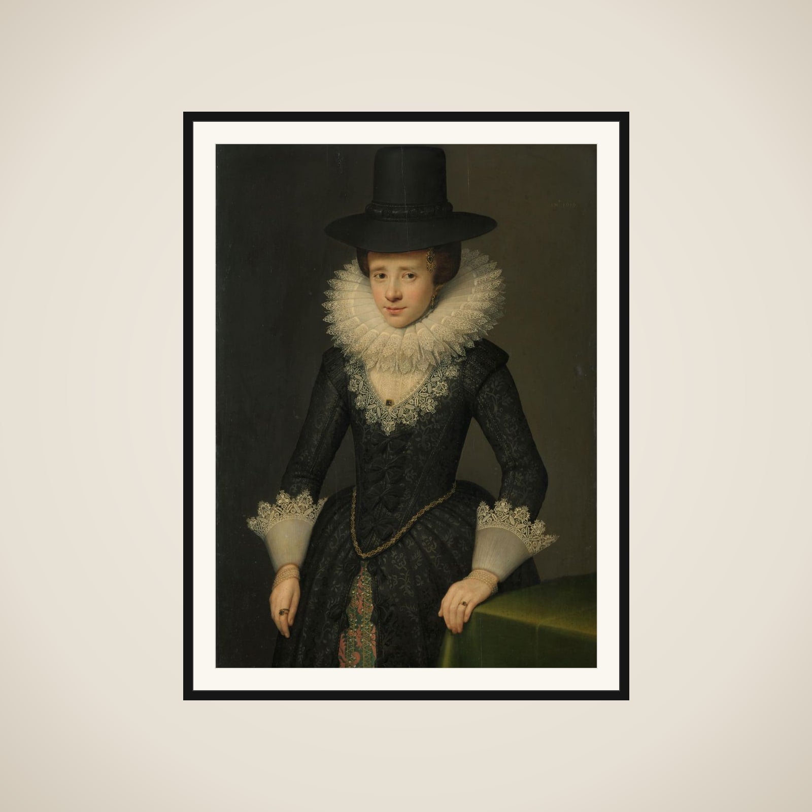 Portrait of Anna Boudaen Courten (1599-1622) framed