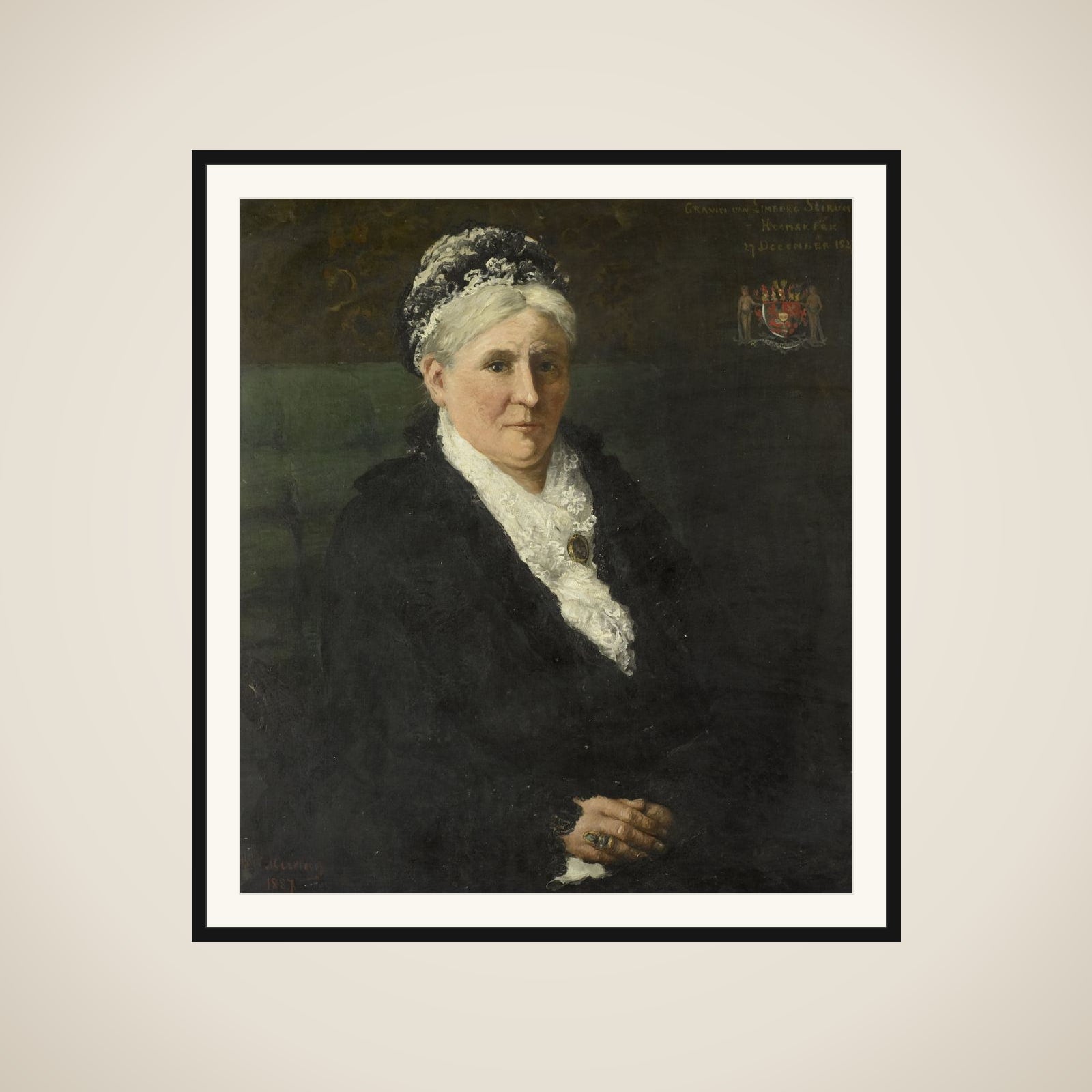 Maria Hermina Heemskerk (1827-1908). Echtgenote van Menno David Graaf van Limburg Stirum framed