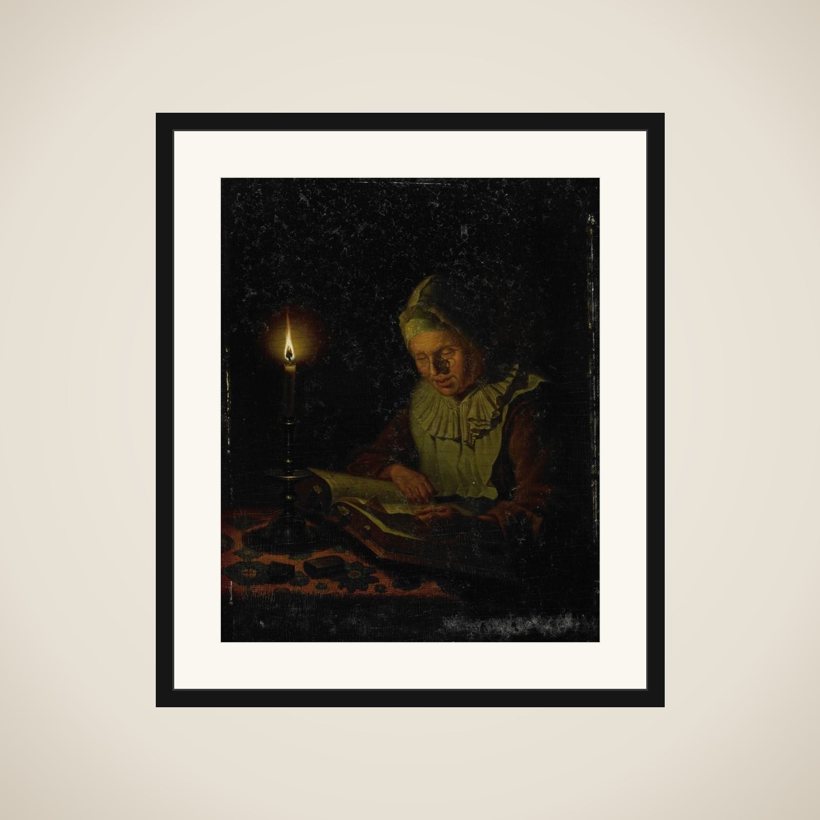 Old Woman Reading framed