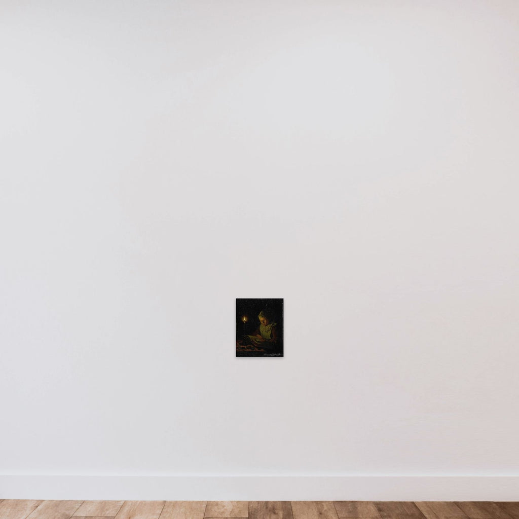 Old Woman Reading unframed — shown to scale