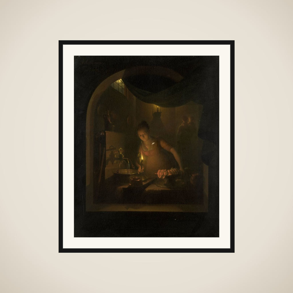 Kitchen by Lamplight framed