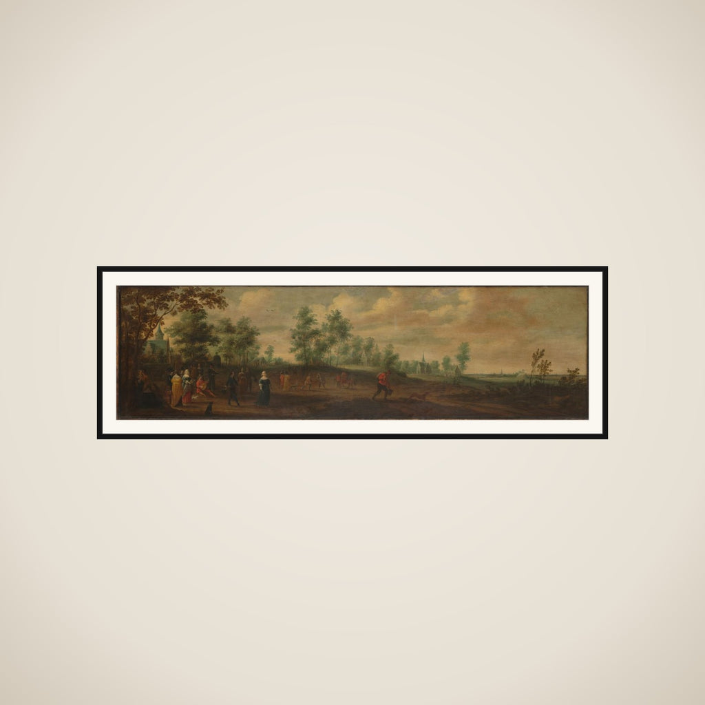 Landscape with a Couple Dancing outside a Country Mansion framed