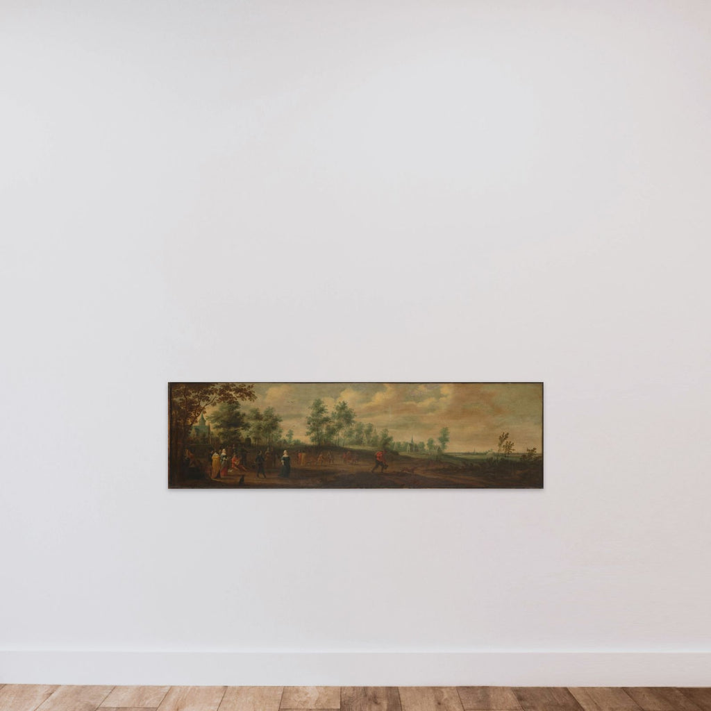 Landscape with a Couple Dancing outside a Country Mansion unframed — shown to scale