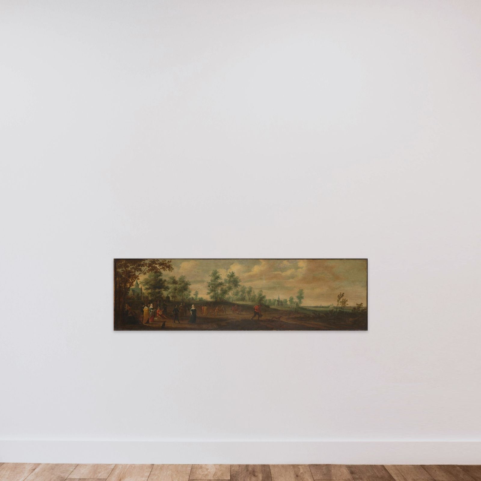Landscape with a Couple Dancing outside a Country Mansion unframed — shown to scale