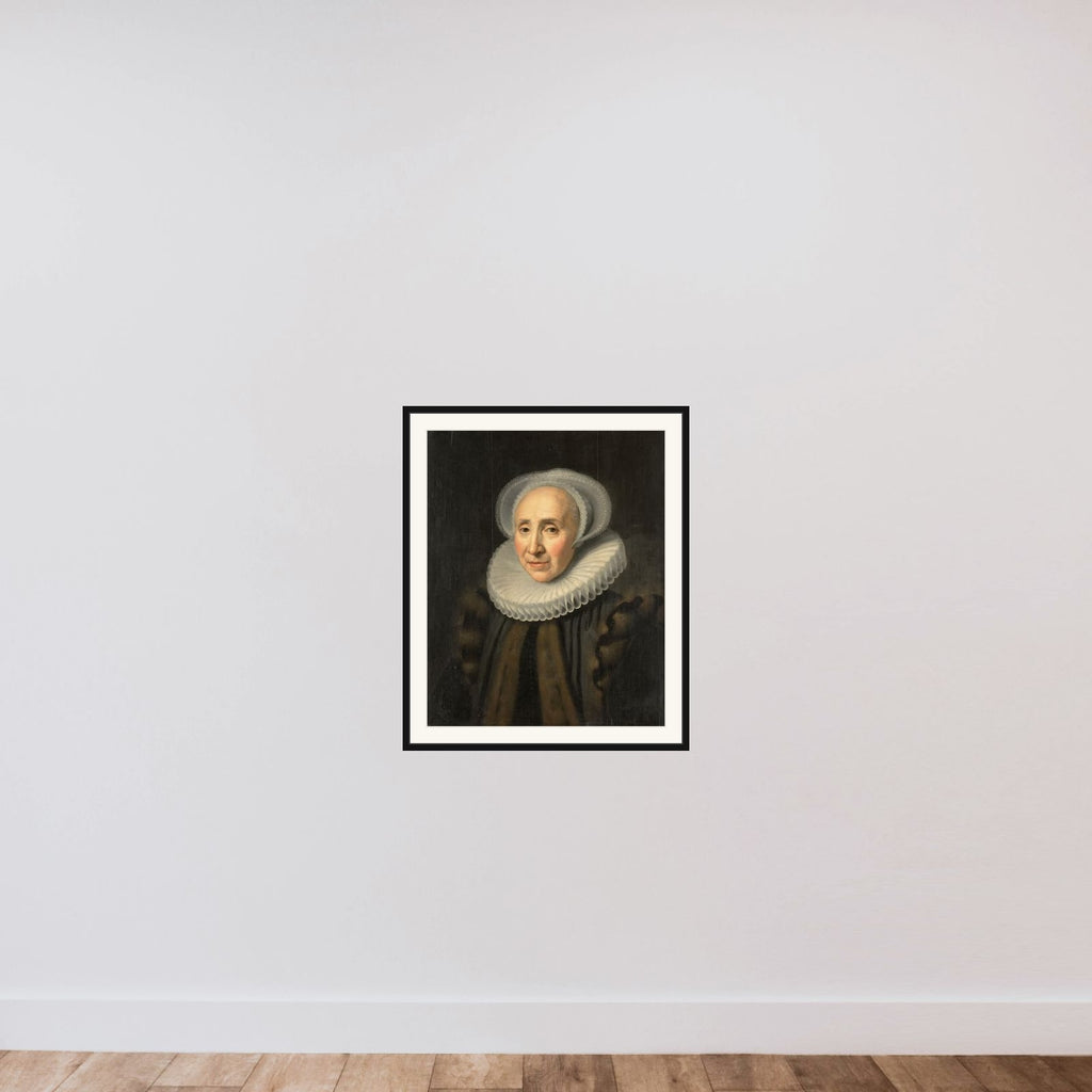 Portrait of Volckera Claesdr Knobbert (1554-1634) framed — shown to scale