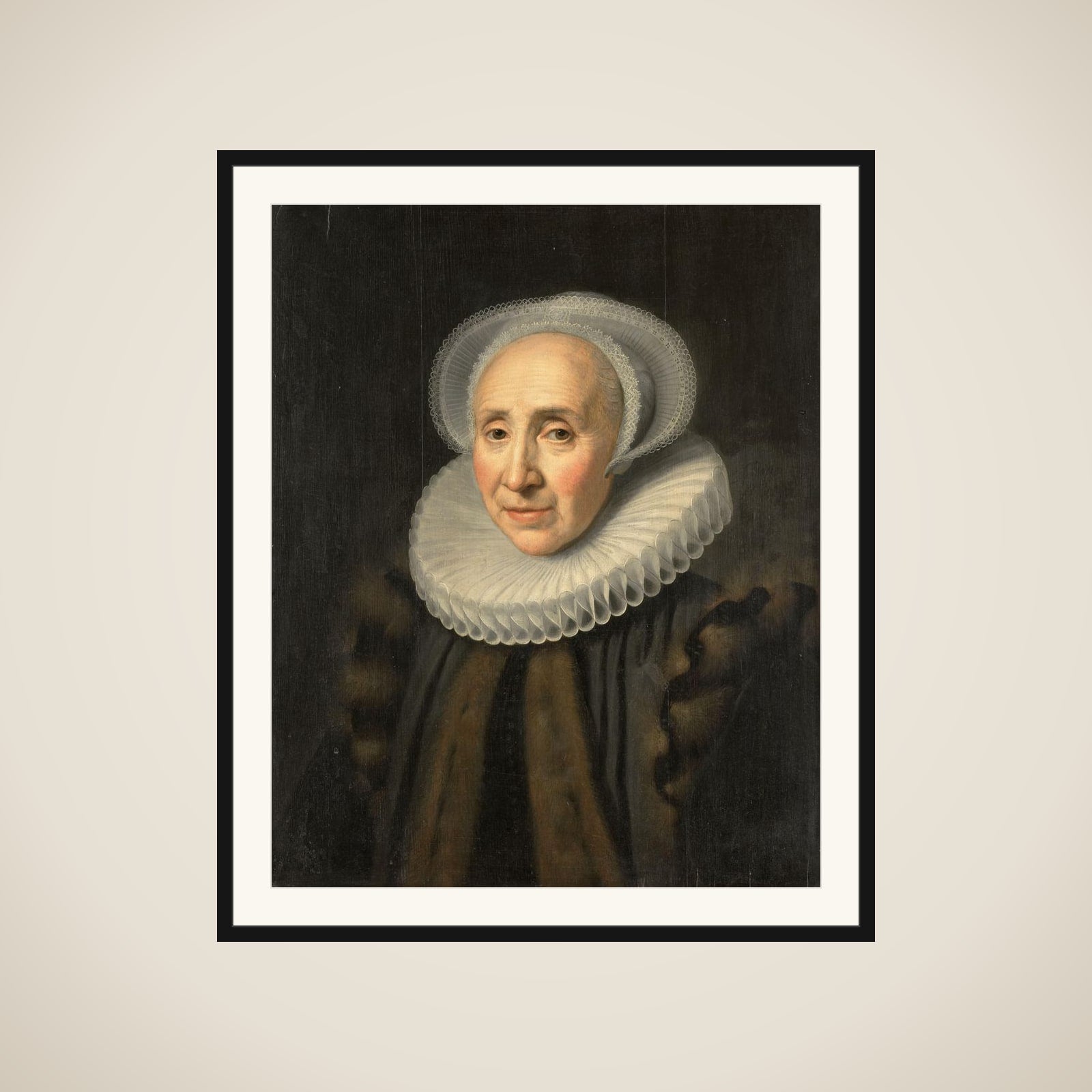 Portrait of Volckera Claesdr Knobbert (1554-1634) framed