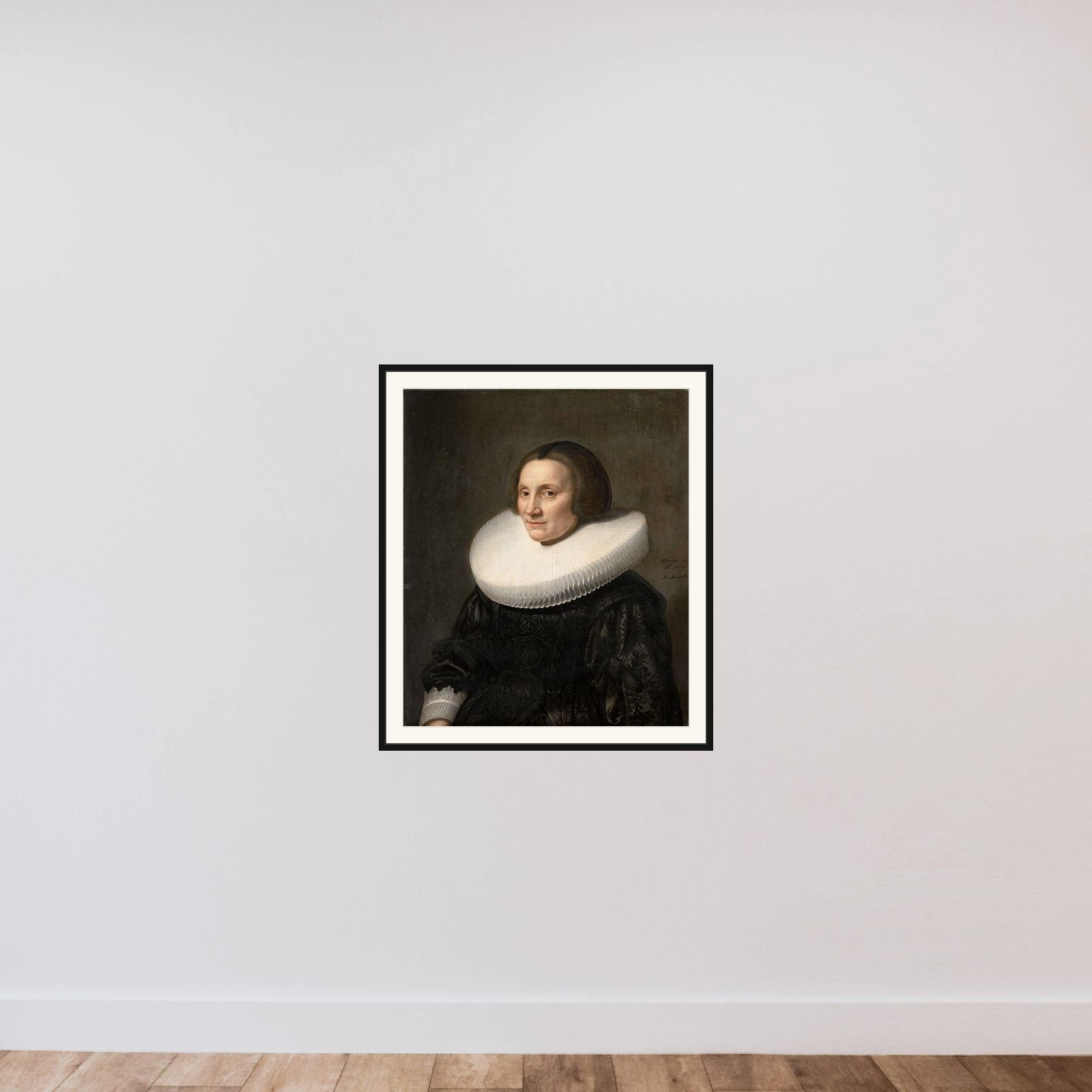 Portrait of Caecilia van Beresteyn (1589-1661) framed — shown to scale