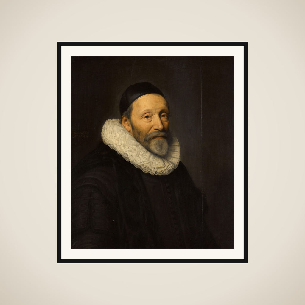 Portrait of Johannes Wtenbogaert (1557-1644) framed