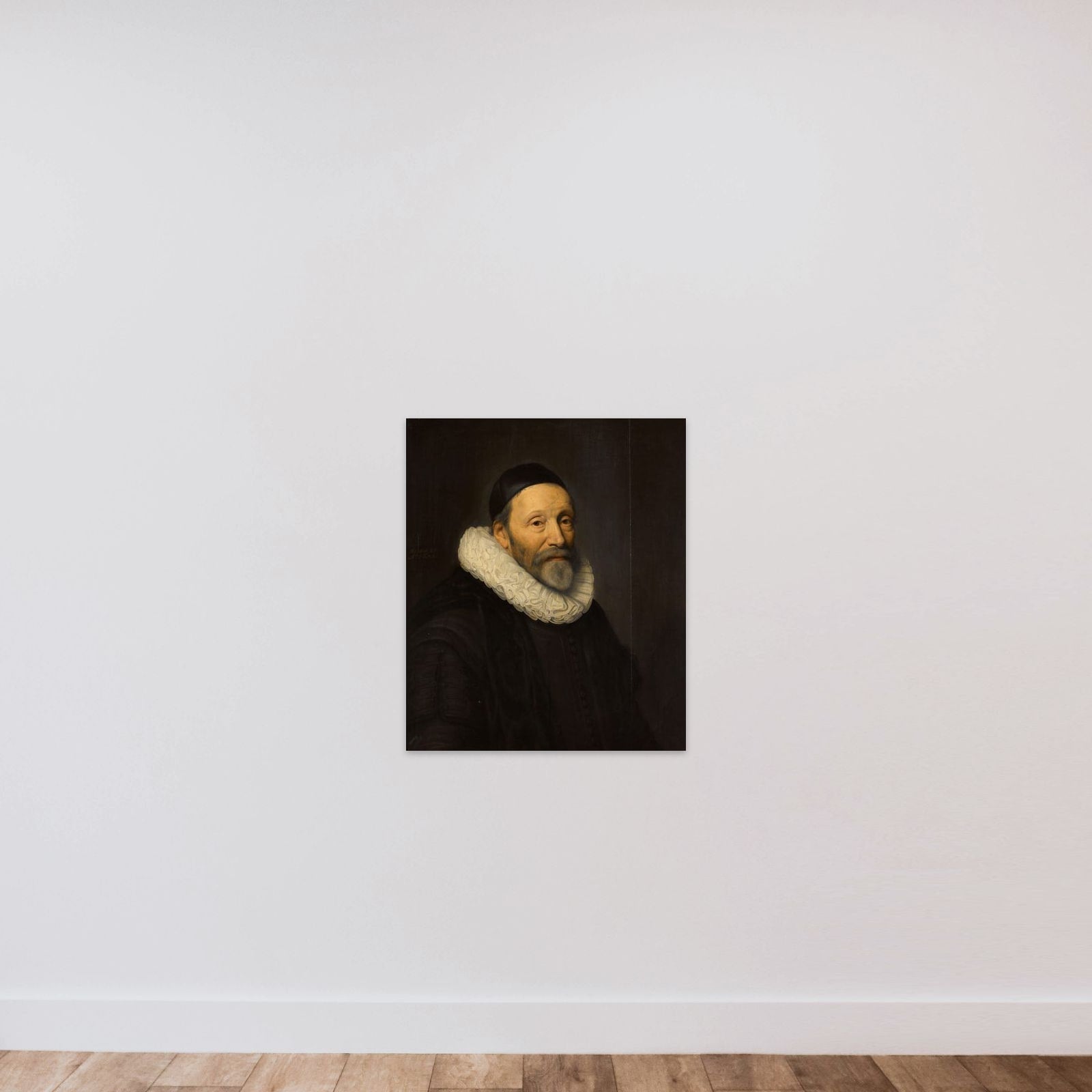 Portrait of Johannes Wtenbogaert (1557-1644) unframed — shown to scale