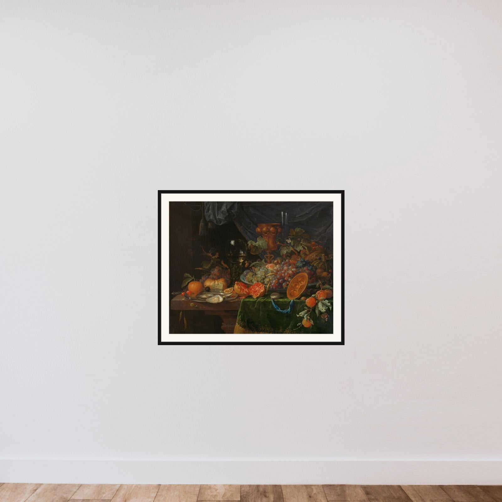 Still Life with Fruit and Oysters framed — shown to scale