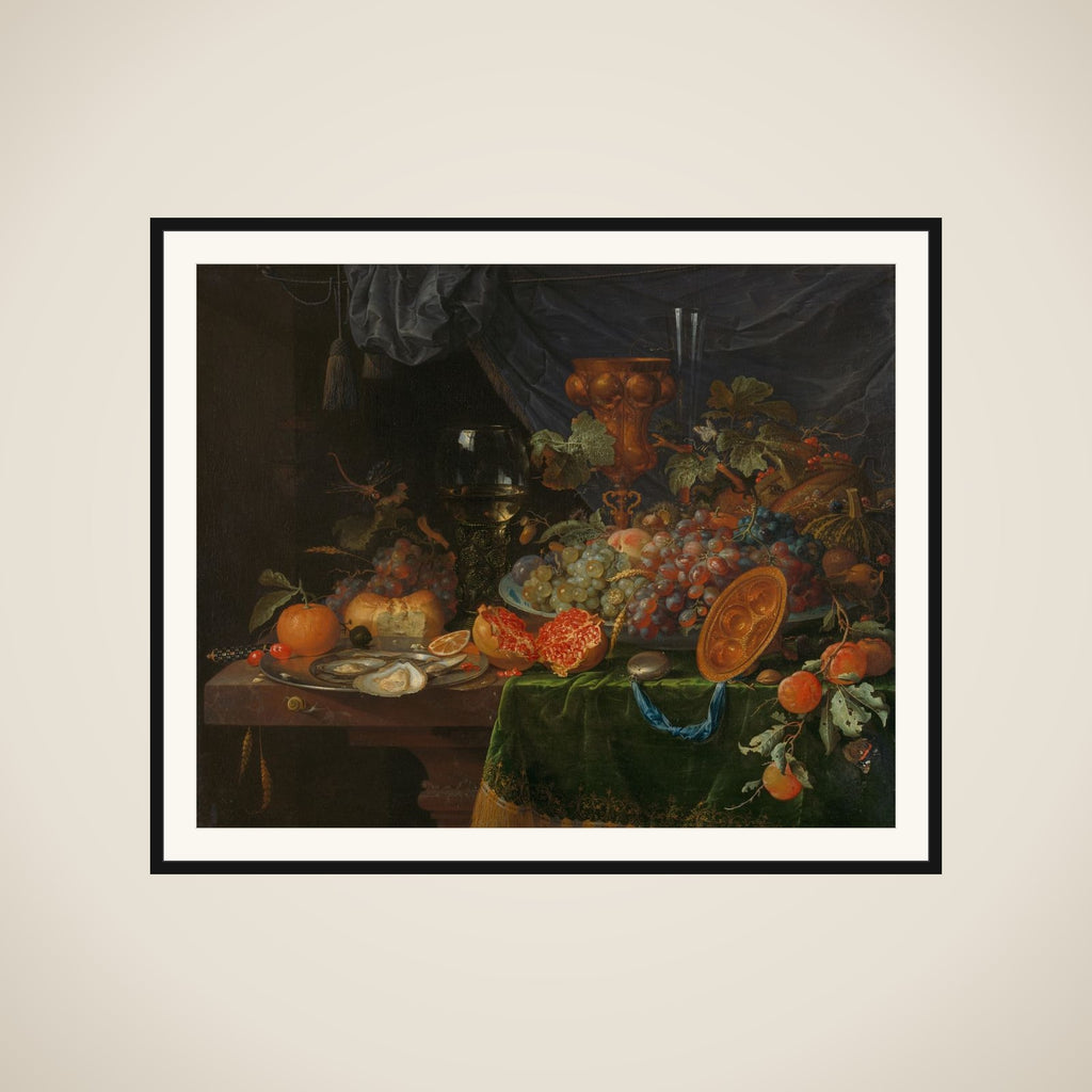Still Life with Fruit and Oysters framed