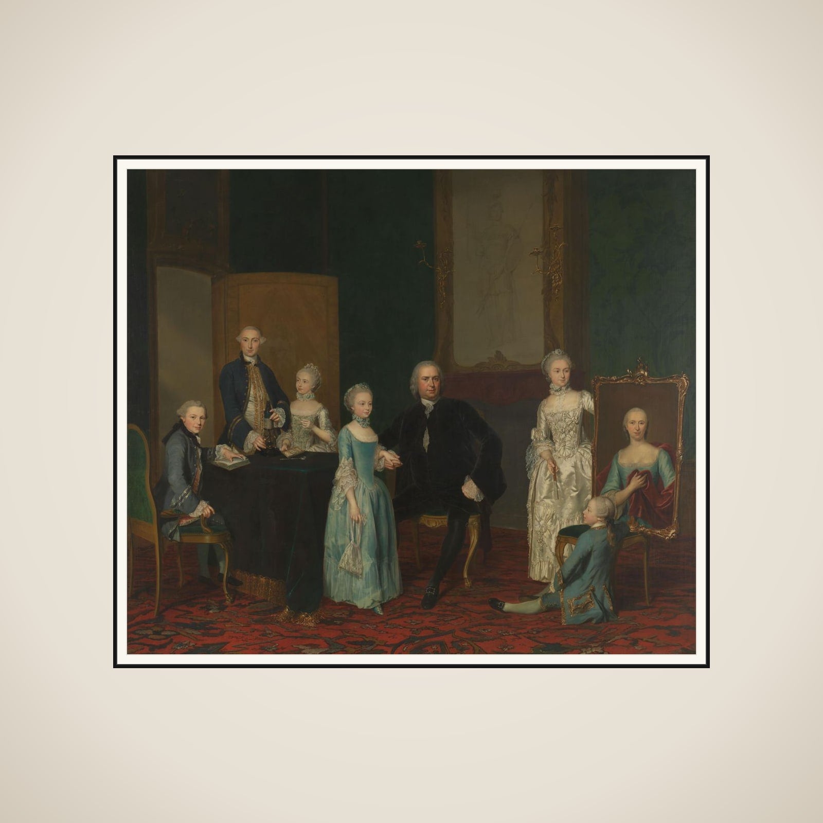Portrait of Pieter Cornelis Hasselaer, Adviser to the Dutch East India Company and Burgomaster of Amsterdam, with his Family framed