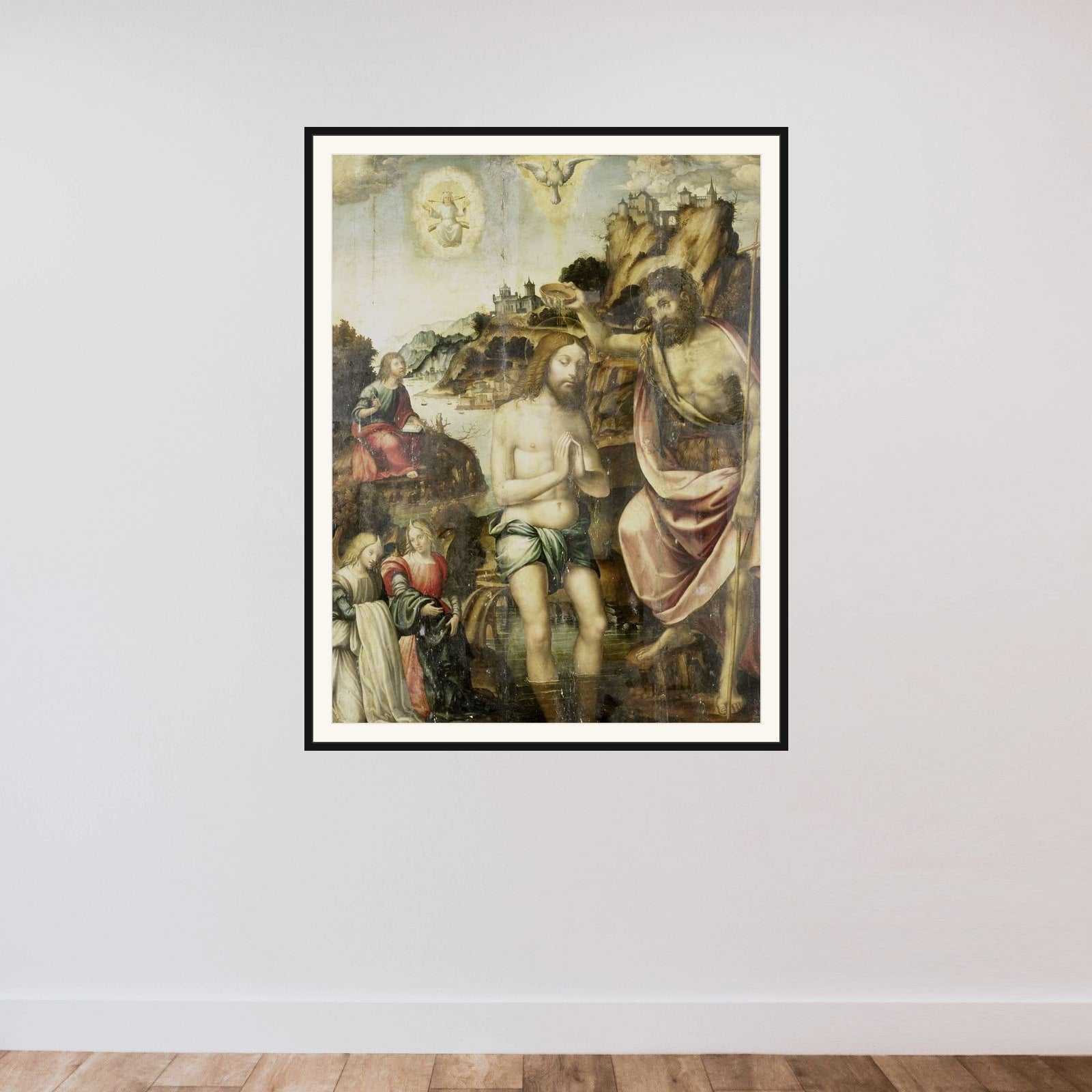 Baptism of Christ framed — shown to scale