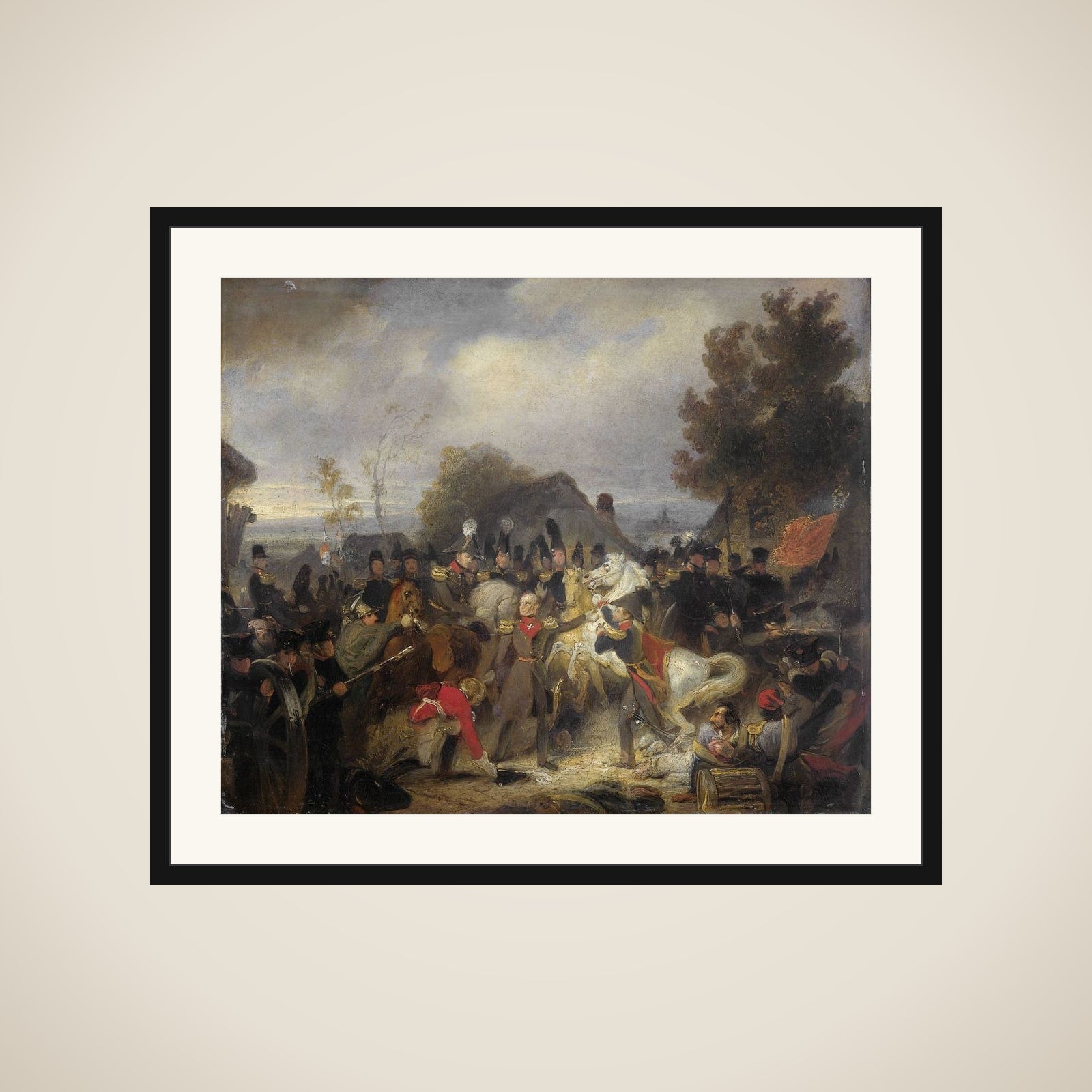 The Prince of Orange, later King Willem II, changing his Wounded Horse during the Battle of Boutersem, 12 August 1831 framed