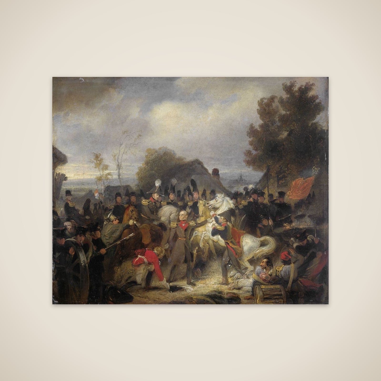 The Prince of Orange, later King Willem II, changing his Wounded Horse during the Battle of Boutersem, 12 August 1831 unframed print