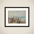 Cavalry Skirmish Mountainous Landscape framed