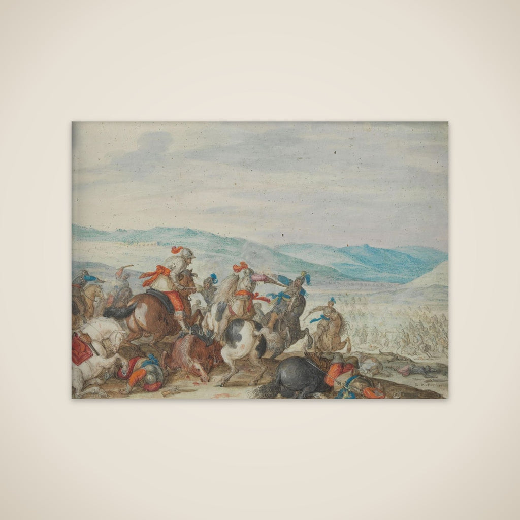 Cavalry Skirmish Mountainous Landscape unframed print