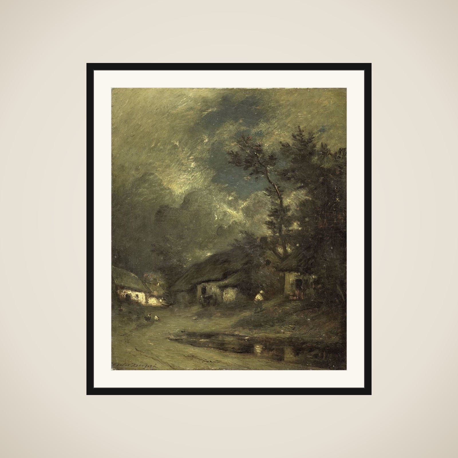 A Village by Night framed