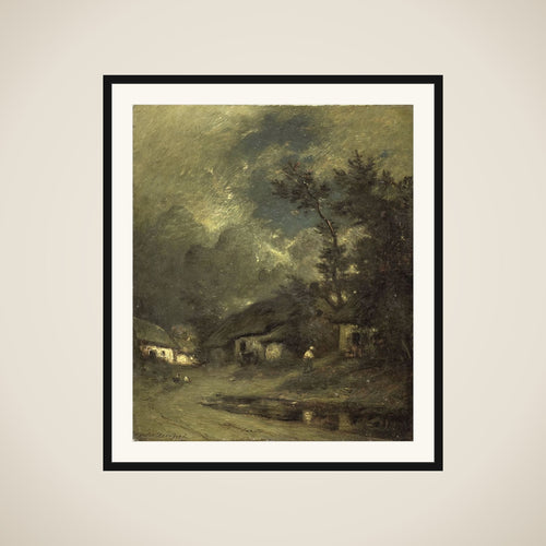 A Village by Night framed